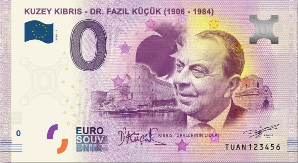 Kuzey Kibris 2019-1 0 euro souvenir banknote dr. fazil kucuk