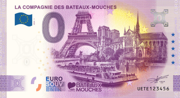 La Compagnie des Bateaux-Mouches 2024-1 0 euro souvenir banknotes france