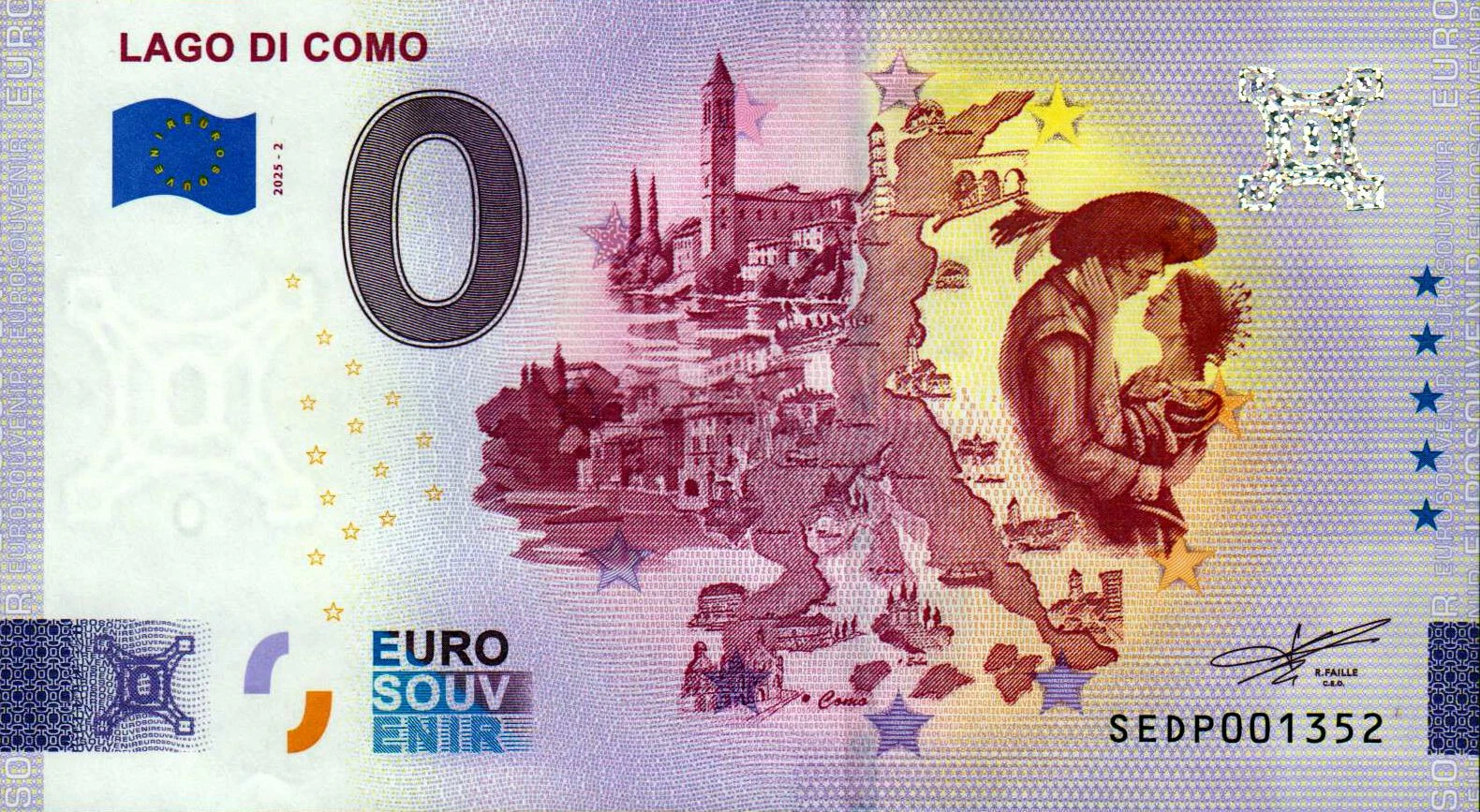 2022 Italy Zero Euro Souvenir Banknote – Italian Lira Tribute, Mint Condition