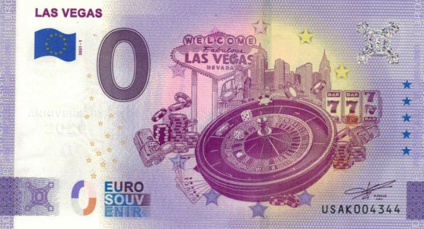 Las Vegas 2021-1 anniversary 0 euro souvenir banknote usa