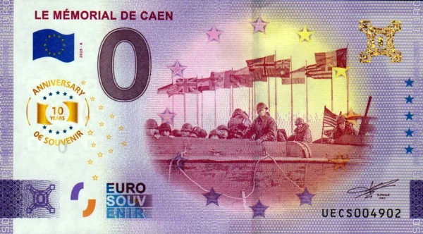 Le Mémorial de Caen 2025-6 0 euro france banknote anniversary