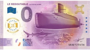 Le Redoutable 2025-4 La Cité de la Mer anniversary 0 euro souvenir banknotes france