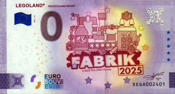Legoland 2025-19 FABRIK 2025 0 euro schein souvenir germany banknotes