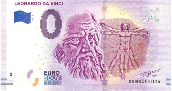 Leonardo da Vinci 2019-1 zero euro souvenir bankovka