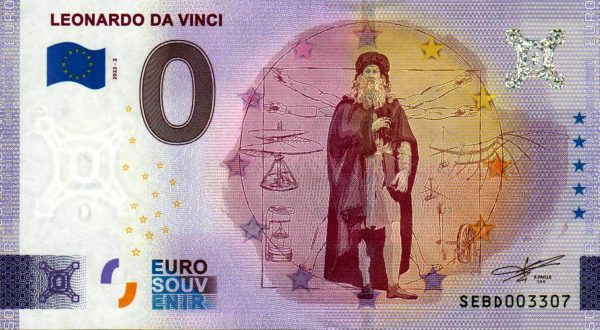 Leonardo da Vinci 2022-2 0 euro italy souvenir banknote