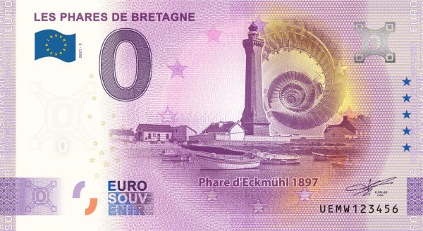 Les Phares de Bretagne 2021-5 0 euro souvenir banknotes france billet zeroeuro