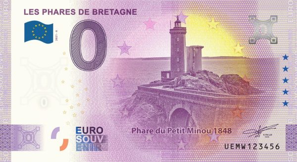 Les Phares de Bretagne 2021-6 0 euro souvenir banknote france