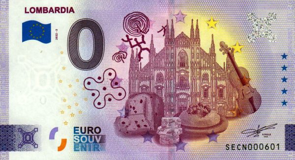 Lombardia 2022-5 0 euro souvenir banknotes italy
