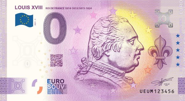 Louis XVIII 2021-3 0 euro souvenir banknotes france zeroeuro