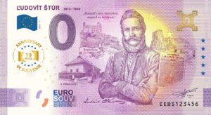 Ľudovít Štúr 2025-11 anniversary 0 euro souvenir bankovka slovensko
