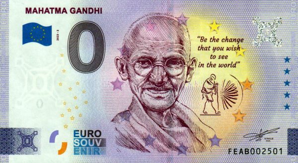 Mahatma Gandhi 2023-2 0 euro souvenir banknotes malta