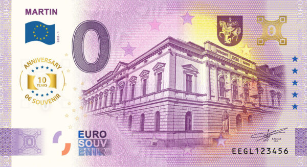 Martin 2025-1 0 euro souvenir anniversary bankovka slovensko