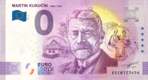 Martin Kukučin 2025-8 0 euro souvenir bankovka slovensko