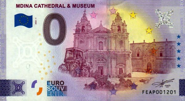 Mdina Cathedral & Museum 2022-1 0 euro malta souvenir banknote