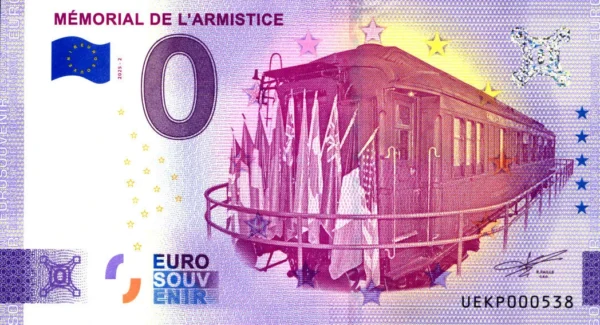 Mémorial de L'Armistice 2025-2 0 euro souvenir banknotes france