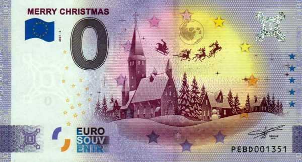 Merry Christmas 2021-2 Holland 0 euro souvenir banknotes