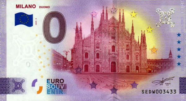 Milano 2025-3 Duomo 0 euro souvenir banknotes italy