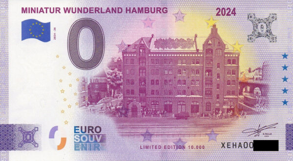Miniatur Wunderland Hamburg 2024-26 0 euro souvenir germany banknote