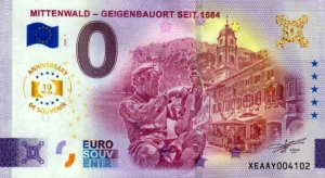 Mittenwald – Geigenbauort Seit 1684 2025-1 0 euro souvenir germany anniversary