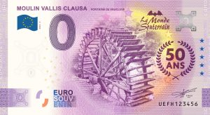 Moulin Vallis Clausa 2023-3 0 euro souvenir france banknotes