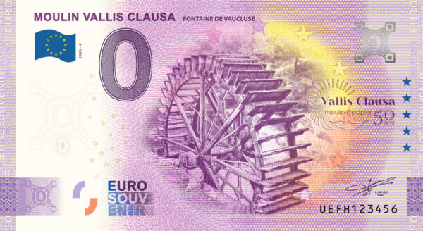Moulin Vallis Clausa 2024-4 0 euro souvenir banknotes france