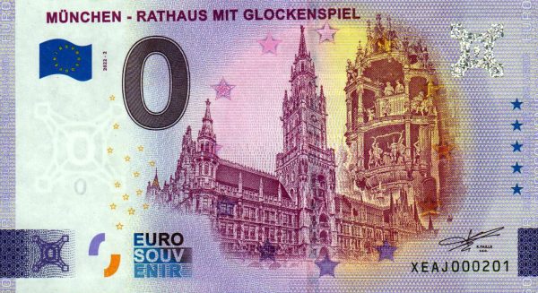 Munchen – Rathaus Mit Glockenspiel 2022-2 0 euro souvenir germany banknotes