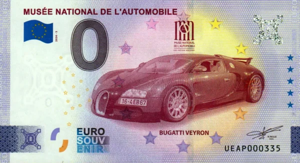 Musée National de L'Automobile 2024-5 0 euro souvenir banknotes france
