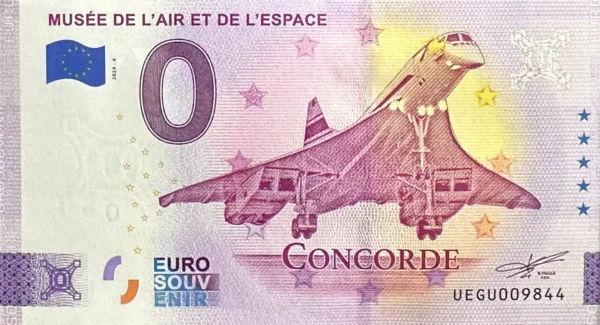 Musée de L'Air et de L'Espace 2024-4 CONCORDE 0 euro souvenir banknotes france