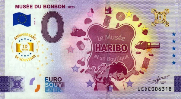 Musée du Bonbon 2025-6 anniversary 0 euro souvenir banknotes france