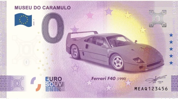Museu do Caramulo 2024-7 Ferrari F40 0 euro souvenir banknote portugal