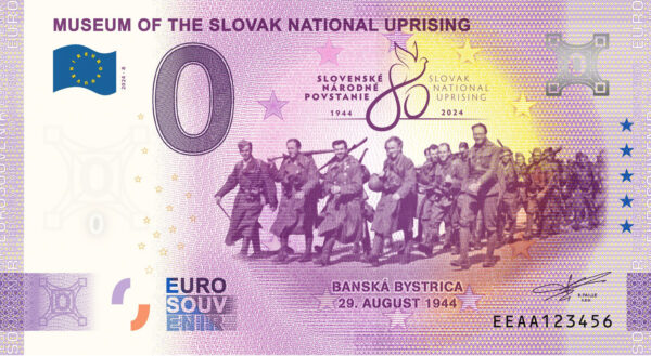 Museum of the Slovak National Uprising 2024-8 SNP 0 euro souvenir bankovka slovensko