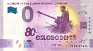 Museum of the Slovak National Uprising 2025-9 0 euro souvenir bankovka slovensko