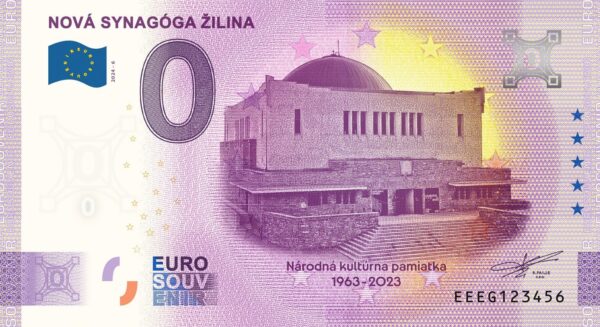 Nová synagóga Žilina 2024-6 0 euro souvenir bankovka slovensko