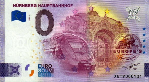 Nurnberg Hauptbahnhof 2022-1 0 euro germany souvenir schein