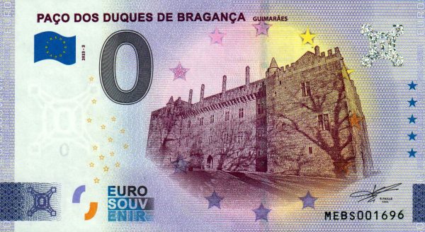 Paco dos Duques de Braganca 2023-2 0 euro souvenir portugal banknotes