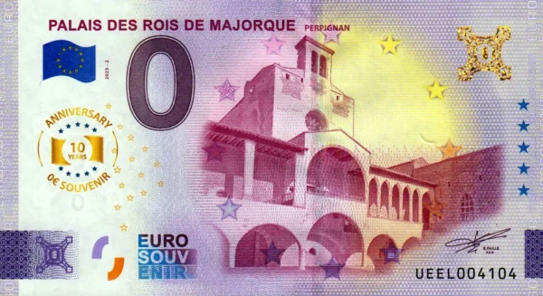Palais des Rois de Majorque 2025-2 0 euro souvenir banknotes france anniversary