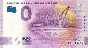 Pamätník SNP pri Kuneradskom zámku 2022-1 0 euro souvenir bankovka slovensko