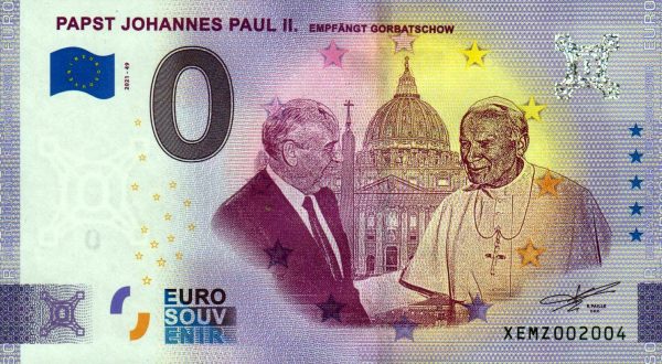 Papst Johannes Paul II 2021-49 0 euro souvenir banknotes germany