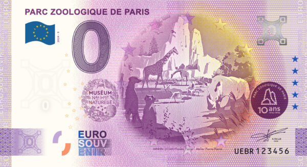 Parc Zoologique de Paris 2024-9 0 euro souvenir banknotes france