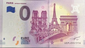 Paris Bateaux Parisiens 2019-1 0 euro souvenir france