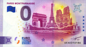 Paris Montparnasse 2024-6 0 euro souvenir banknote france 3 Monuments