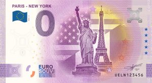 Paris – New York 2023-6 0 euro souvenir banknotes france