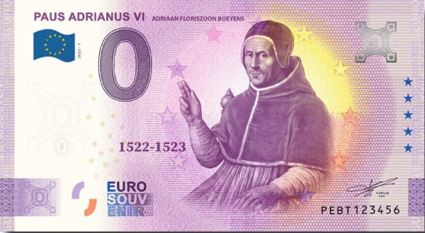Paus Adrianus VI 2022-1 0 euro souvenir banknote malta