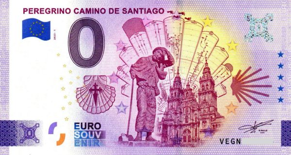 Peregrino Camino de Santiago 2023-1 0 euro souvenir spain banknotes