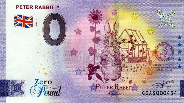 Peter Rabbit 2023-1 0 pound souvenir banknote great britain