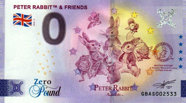 Peter Rabbit & Friends 2023-2 0 pound souvenir banknote great britain