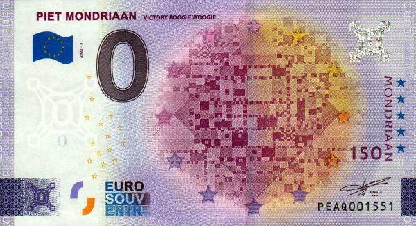 Piet Mondriaan 2022-3 0 euro souvenir banknotes netherlands