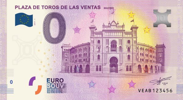 Plaza de Toros de las Ventas 2017-1 0 euro souvenir banknotes spain