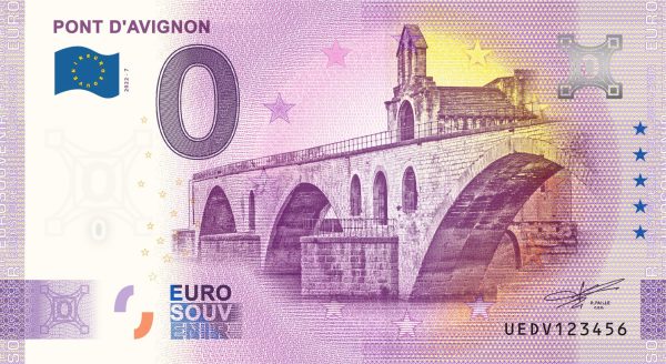 Pont d'Avignon 2022-7 0 euro souvenir banknotes france