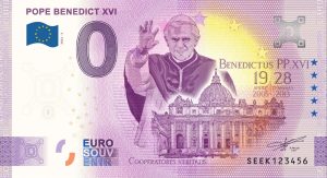 Pope Benedict XVI 2022-2 0 euro souvenir banknotes italy